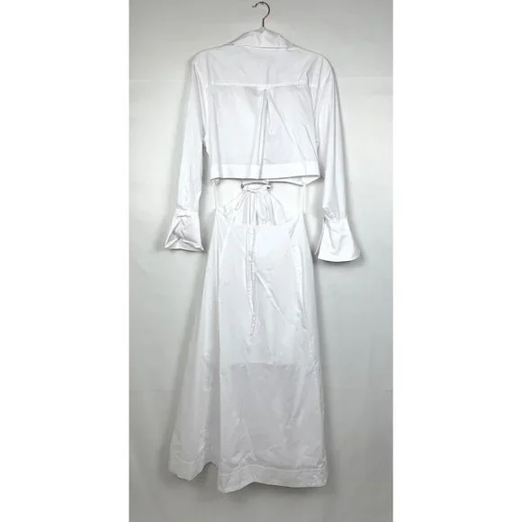 NWT Jonathan Simkhai Alex Pleated Cut Out Maxi Midi Dress White Medium - Picture 8 of 13